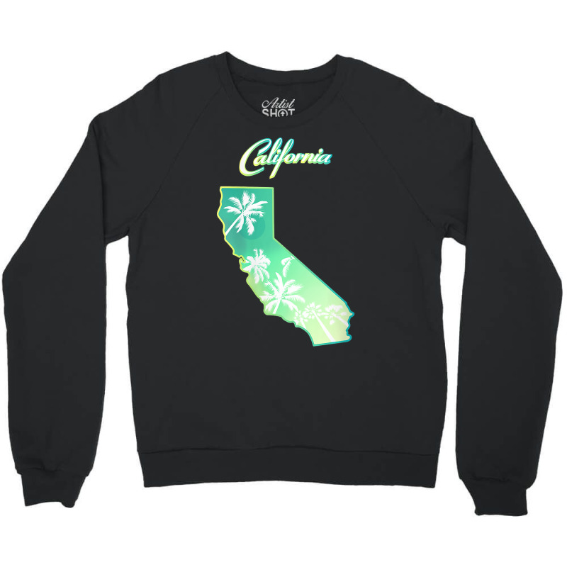 Womens California Map, Palm Trees View From Below In Los Angeles V Nec Crewneck Sweatshirt | Artistshot