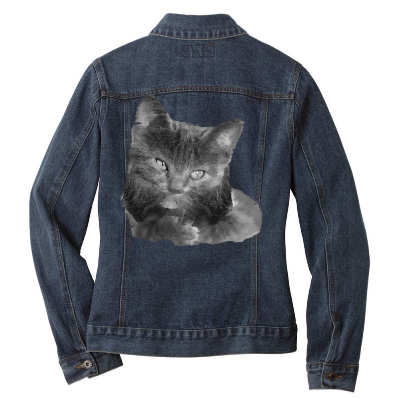 Cat With Sideburns T Shirtcat With Sideburns T Shirt Ladies Denim Jacket by routskeleton | Artistshot