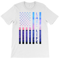 Lake Life American Flag Dock Sunset Wakeboarder Power Boat Zip Hoodie T-shirt | Artistshot