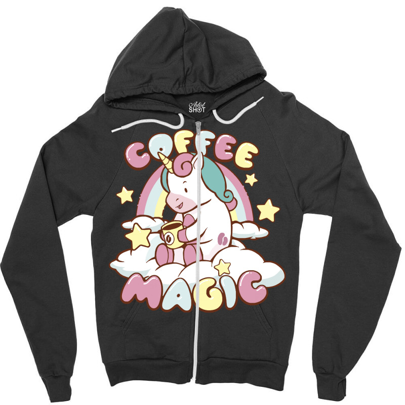 Coffee Magic T Shirtcoffee Magic Unicorn T Shirt Zipper Hoodie by routskeleton | Artistshot