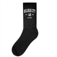 Bullhead City Arizona Az Vintage American Flag Sports Design Sweatshir Socks | Artistshot