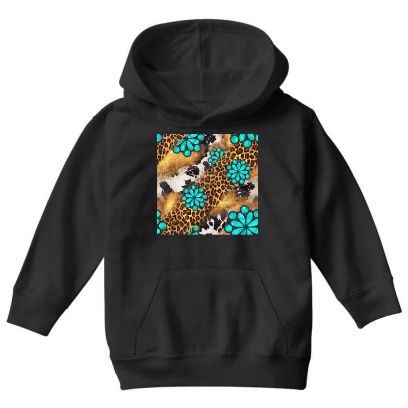 Western Turquoise Gemstone Seamless Pattern Youth Hoodie | Artistshot