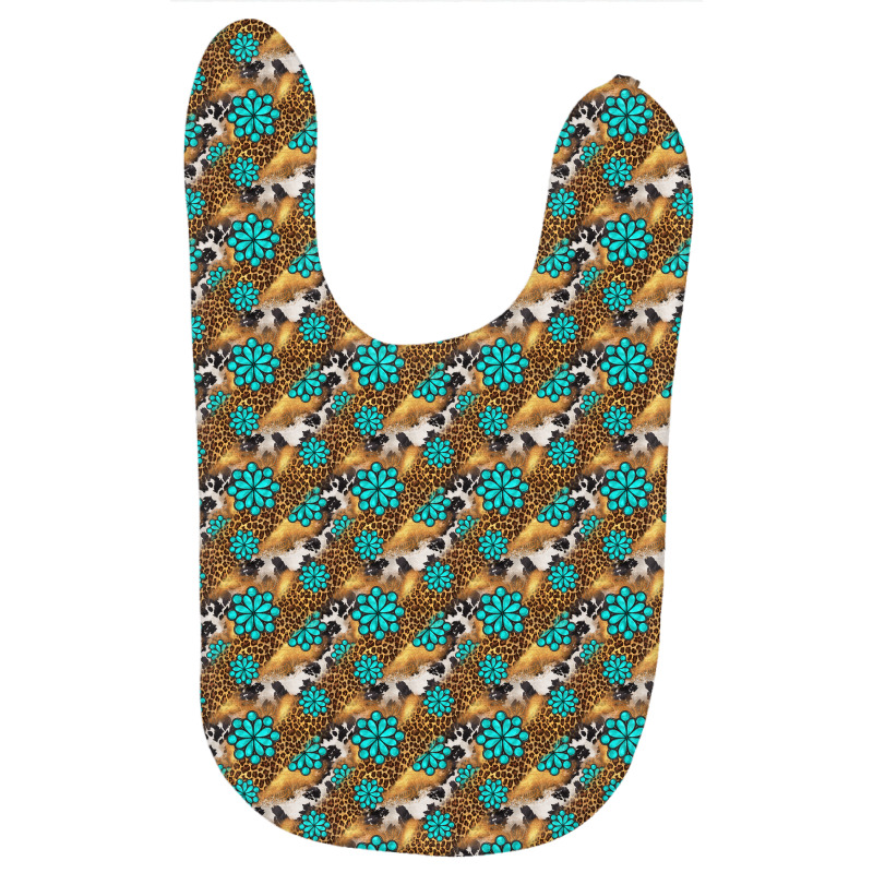 Western Turquoise Gemstone Seamless Pattern Baby Bibs | Artistshot