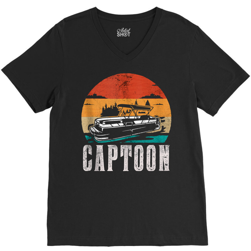 Funny Boating Captoon Pontoon Tritoon Captain Pontoon Boat Tank Top V-neck Tee | Artistshot