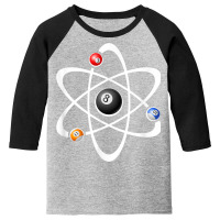 Billiards Pool Hall Sport T Shirt Atom Science Nerd Geek Youth 3/4 Sleeve | Artistshot