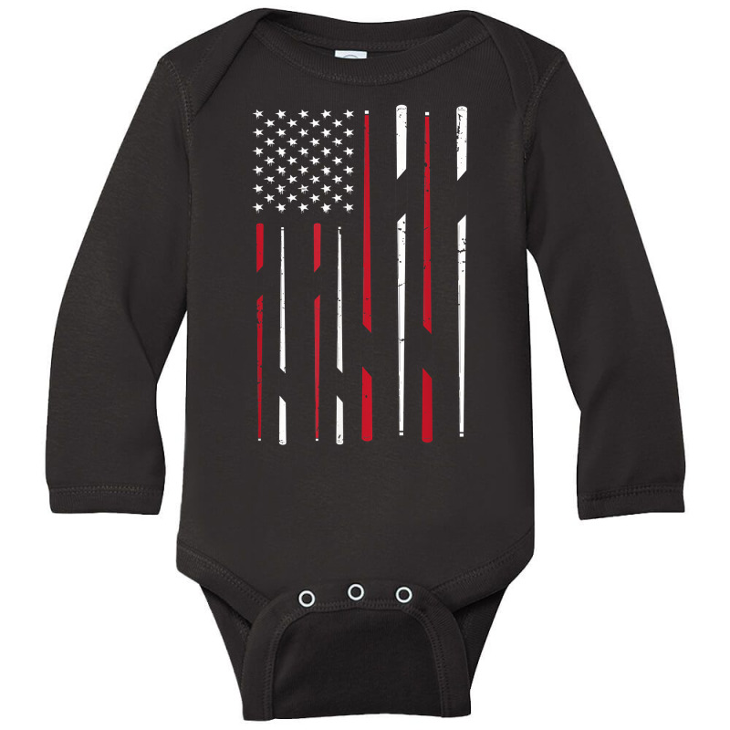 Billiards Usa Flag Snooker Cue Billiards Gift Snooker T Shirt Long Sleeve Baby Bodysuit | Artistshot