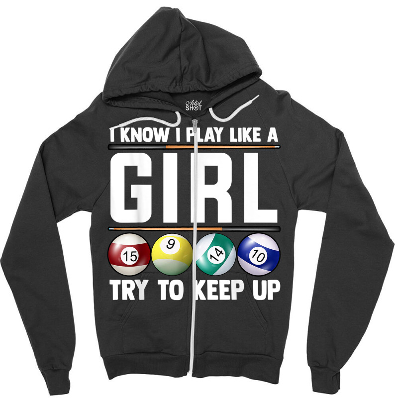 Cool Billiards Art For Women Girl Pool Player 8 Ball Snooker T Shirt Zipper Hoodie | Artistshot