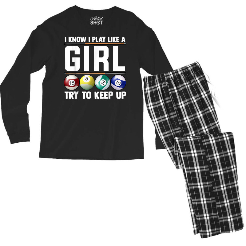 Cool Billiards Art For Women Girl Pool Player 8 Ball Snooker T Shirt Men's Long Sleeve Pajama Set | Artistshot