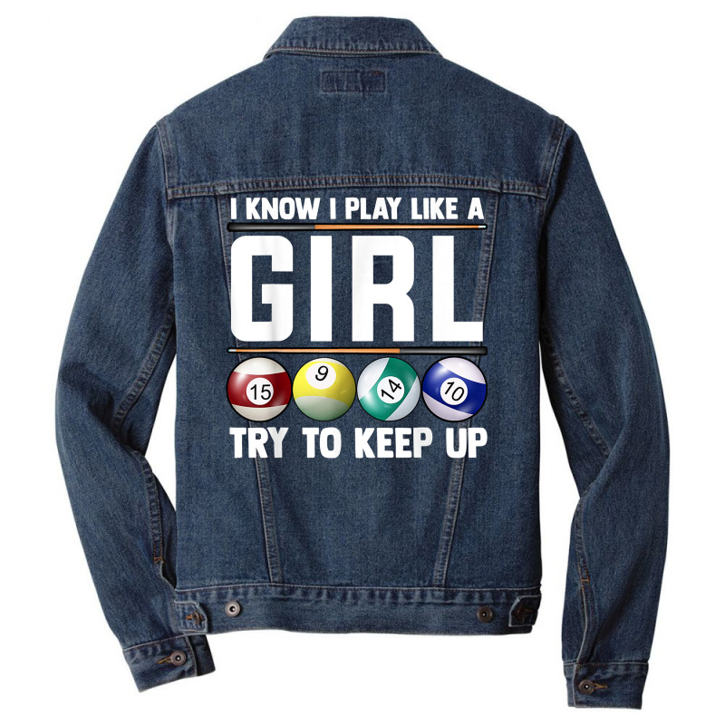 Cool Billiards Art For Women Girl Pool Player 8 Ball Snooker T Shirt Men Denim Jacket | Artistshot