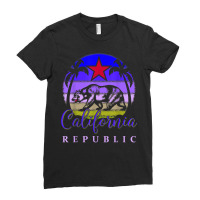 Vintage California Republic Beach Sunset Retro Palm Trees T Shirt Ladies Fitted T-shirt | Artistshot