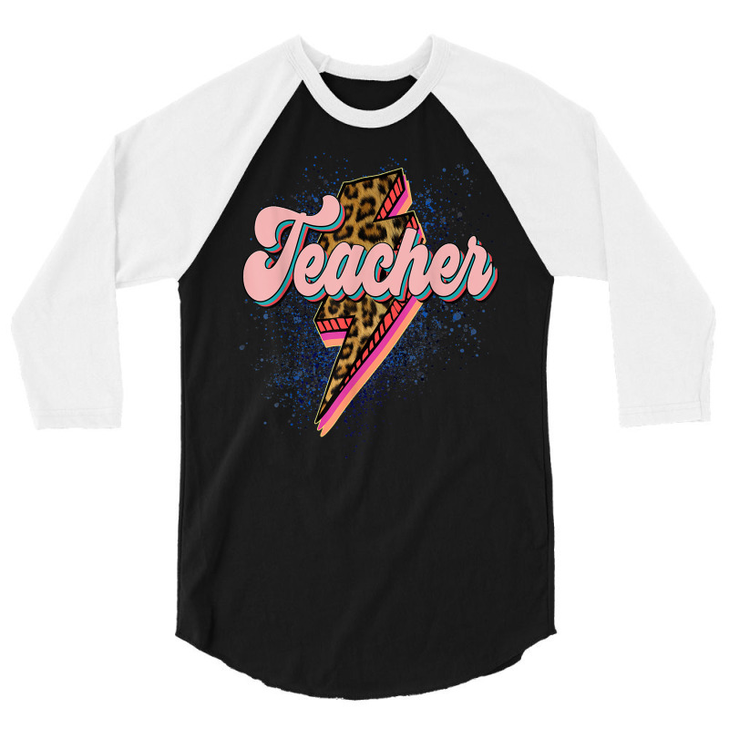 Leopard Teacher Shirt Teacher Lightning Bolt Back To School T Shirt 3/4 Sleeve Shirt by morelypylagertq | Artistshot