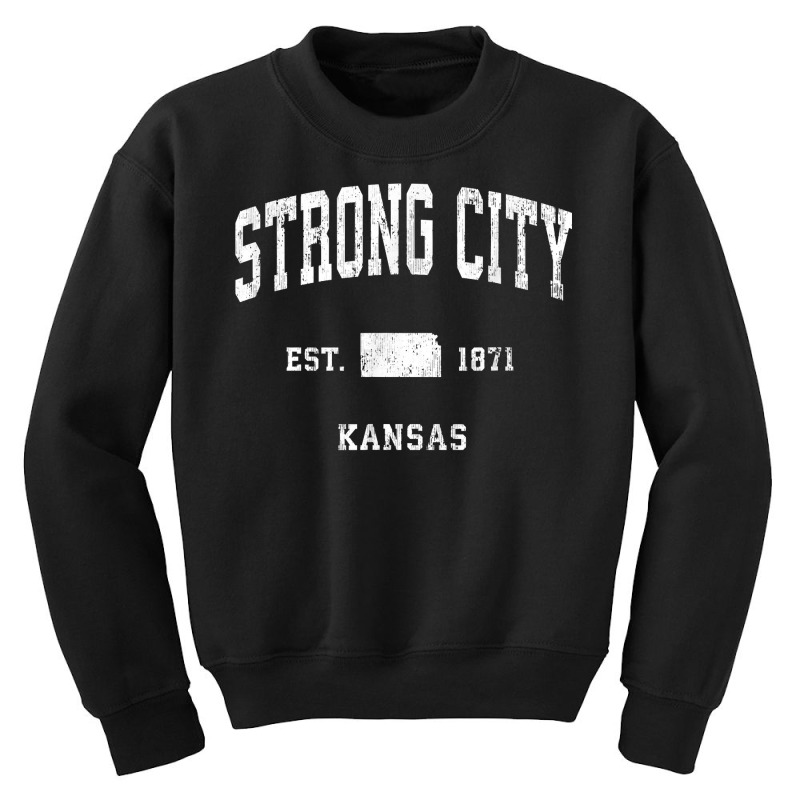 Strong City Kansas Ks Vintage Athletic Sports Design T Shirt Youth Sweatshirt | Artistshot