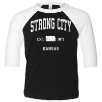 Strong City Kansas Ks Vintage Athletic Sports Design T Shirt Toddler 3/4 Sleeve Tee | Artistshot