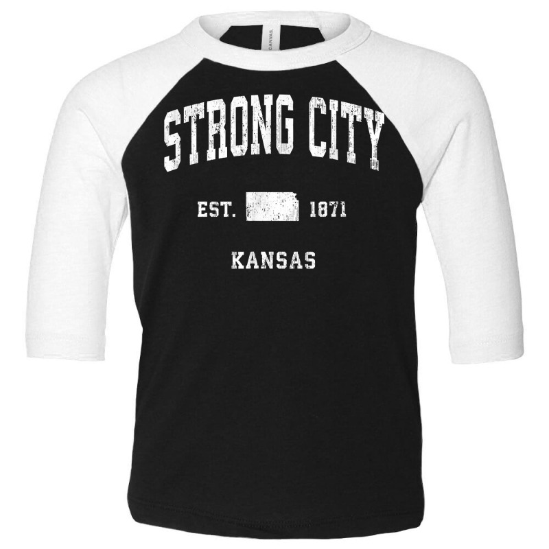 Strong City Kansas Ks Vintage Athletic Sports Design T Shirt Toddler 3/4 Sleeve Tee | Artistshot