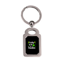 St Patricks Day Teacher  Lucky To Be A Teacher Silver Rectangle Keychain | Artistshot