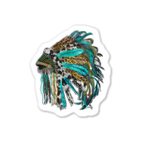 Indian Feather Headdress With Western  Patterns Sticker | Artistshot