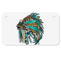 Indian Feather Headdress With Western  Patterns Motorcycle License Plate | Artistshot