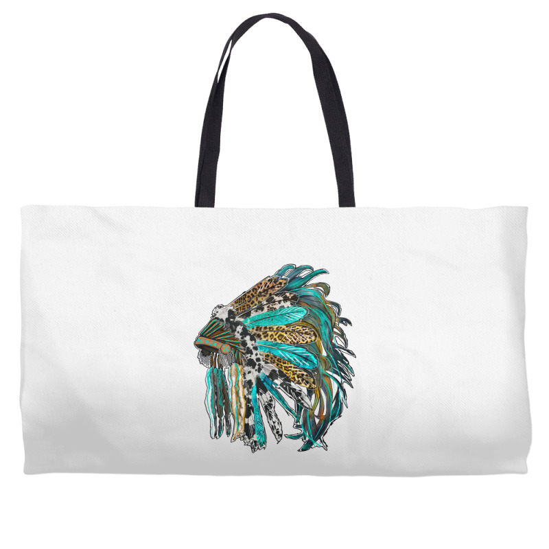 Indian Feather Headdress With Western  Patterns Weekender Totes | Artistshot