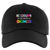 Mi Corazon Late En Dos Idiomas, Bilingual Spanish Teacher Kids Cap | Artistshot