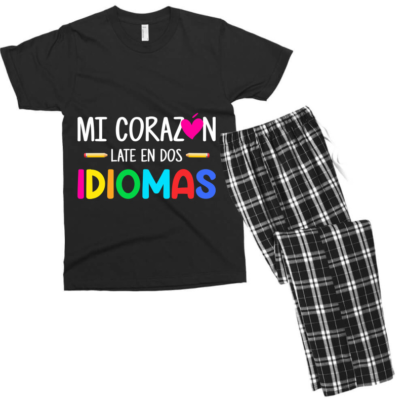 Mi Corazon Late En Dos Idiomas, Bilingual Spanish Teacher Men's T-shirt Pajama Set by CUSER3146 | Artistshot