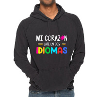 Mi Corazon Late En Dos Idiomas, Bilingual Spanish Teacher Vintage Hoodie | Artistshot