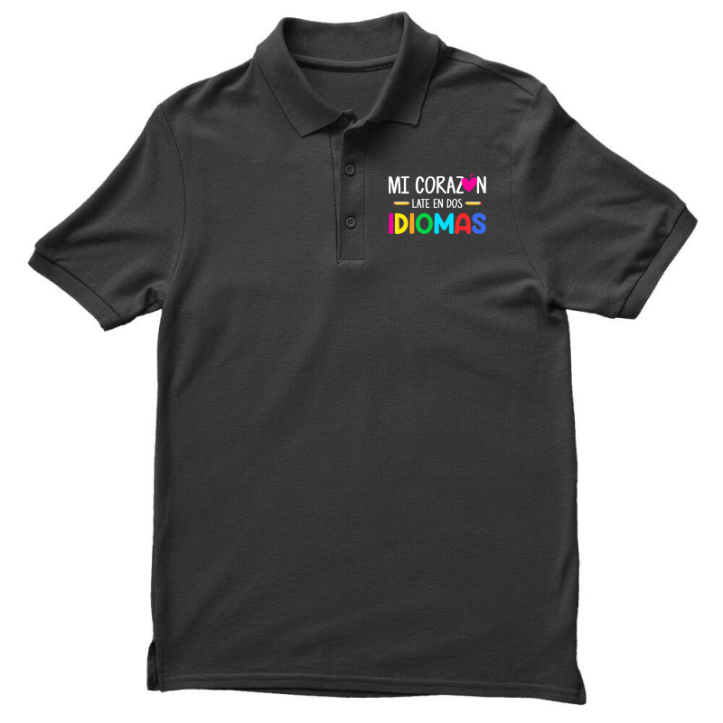 Mi Corazon Late En Dos Idiomas, Bilingual Spanish Teacher Men's Polo Shirt by CUSER3146 | Artistshot