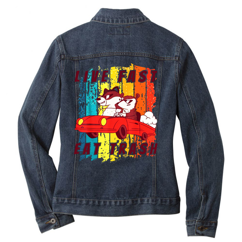 Live Fast Eat Trash Ladies Denim Jacket by Mumui | Artistshot