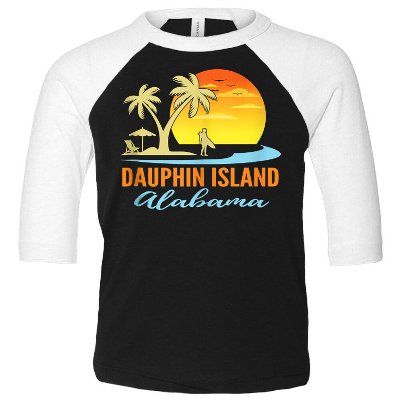 Dauphin Island Alabama Beach Sunset Surfer Palm Trees Tank Top Toddler 3/4 Sleeve Tee by adrienskradski | Artistshot