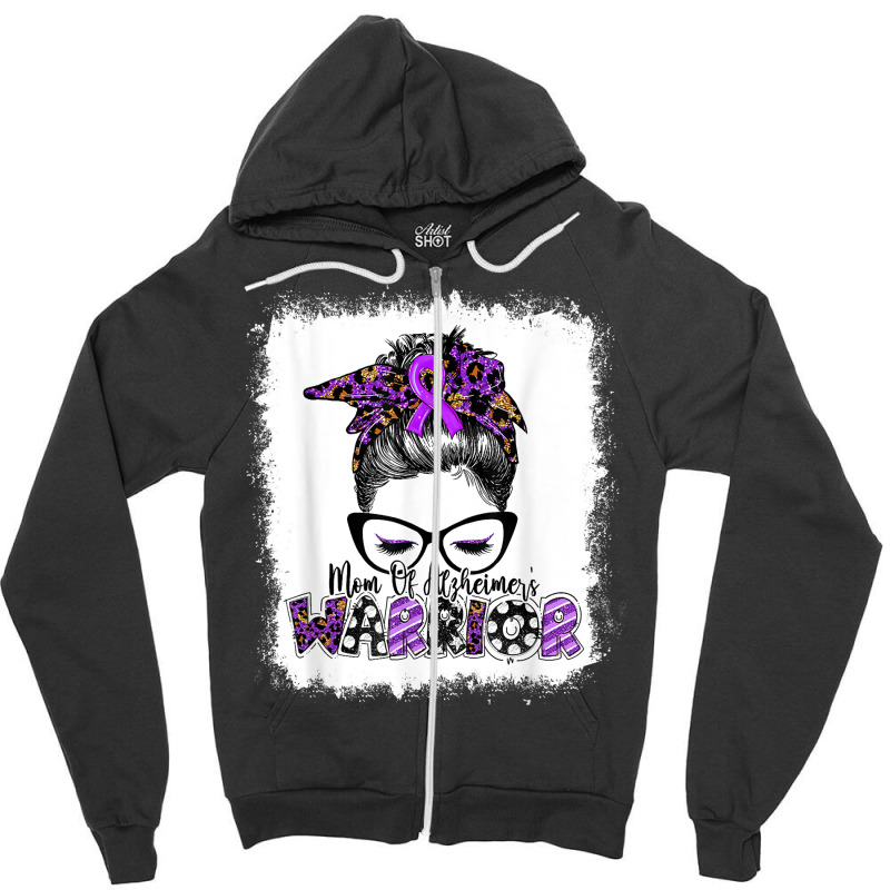 Mom Of Alzheimer's Warrior Women Alzheimer's Awareness T Shirt Zipper Hoodie | Artistshot