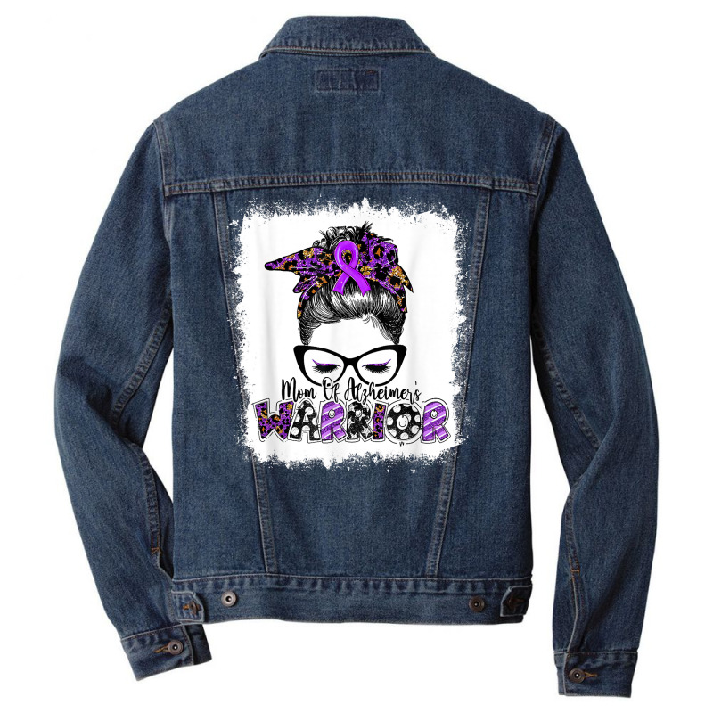 Mom Of Alzheimer's Warrior Women Alzheimer's Awareness T Shirt Men Denim Jacket | Artistshot