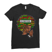 Juneteenth Melanin Black Women Natural Hair Afro Word Art Ladies Fitted T-shirt | Artistshot