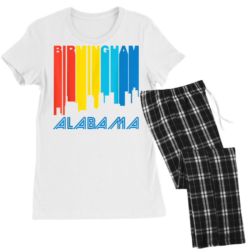 Retro 1970's Style Birmingham Alabama Skyline T Shirt Women's Pajamas Set by rainandehay | Artistshot