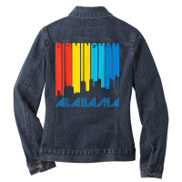 Retro 1970's Style Birmingham Alabama Skyline T Shirt Ladies Denim Jacket | Artistshot