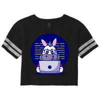 Cute Zebra Working On Laptop Cartoon T  Shirt Cute Zebra Working On La Scorecard Crop Tee | Artistshot