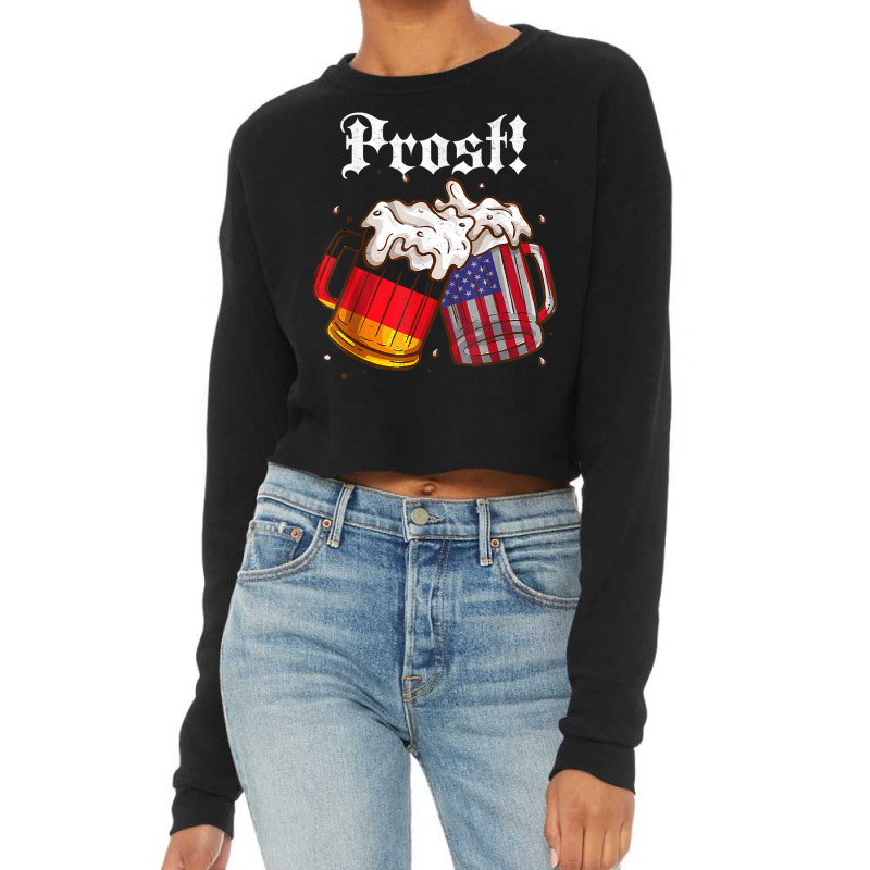 Beer Lover Prost! Germany Flag America Funny Oktoberfest T Shirt Cropped Sweater by rierauigentrythe | Artistshot