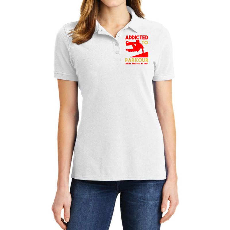 Parkour Adrenaline Addicted Free Running Training Traceurs Ladies Polo Shirt by James William | Artistshot