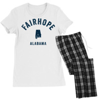 Fairhope Alabama Al Vintage 70s Sports Design Navy Print T Shirt Women's Pajamas Set | Artistshot