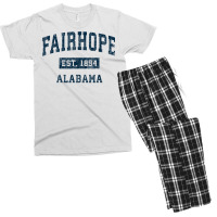 Fairhope Alabama Al Vintage Sports Design Navy Print T Shirt Men's T-shirt Pajama Set | Artistshot