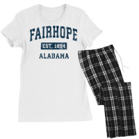 Fairhope Alabama Al Vintage Sports Design Navy Print T Shirt Women's Pajamas Set | Artistshot