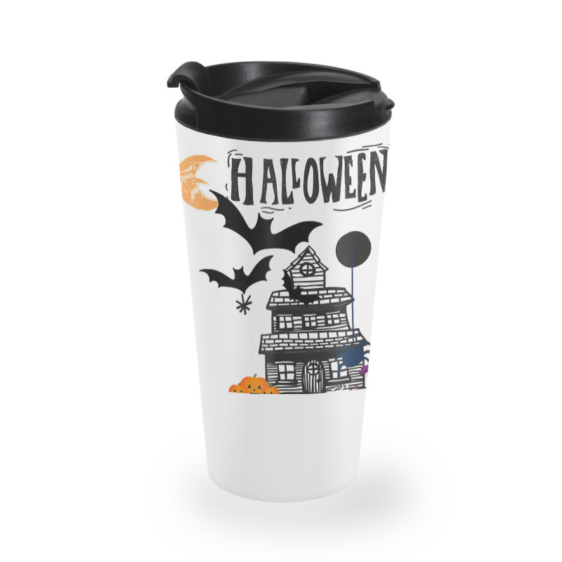 Funny Halloween Witch Haunted Castle, Flying Bats Wicca Tee T Shirt Travel Mug | Artistshot