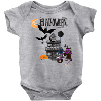 Funny Halloween Witch Haunted Castle, Flying Bats Wicca Tee T Shirt Baby Bodysuit | Artistshot