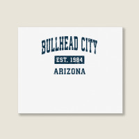 Bullhead City Arizona Az Vintage Sports Design Navy Print Pullover Hoo Landscape Canvas Print | Artistshot