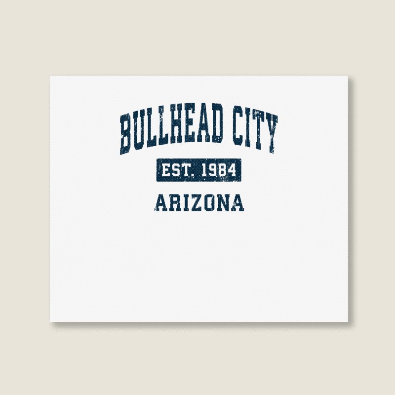 Bullhead City Arizona Az Vintage Sports Design Navy Print Pullover Hoo Landscape Canvas Print | Artistshot