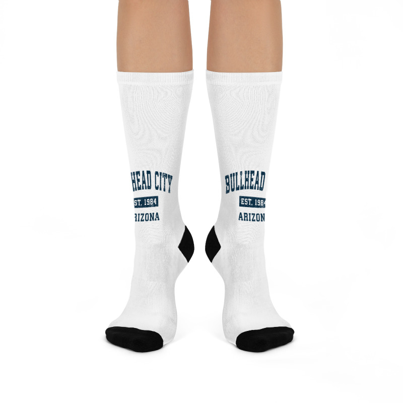 Bullhead City Arizona Az Vintage Sports Design Navy Print Pullover Hoo Crew Socks | Artistshot