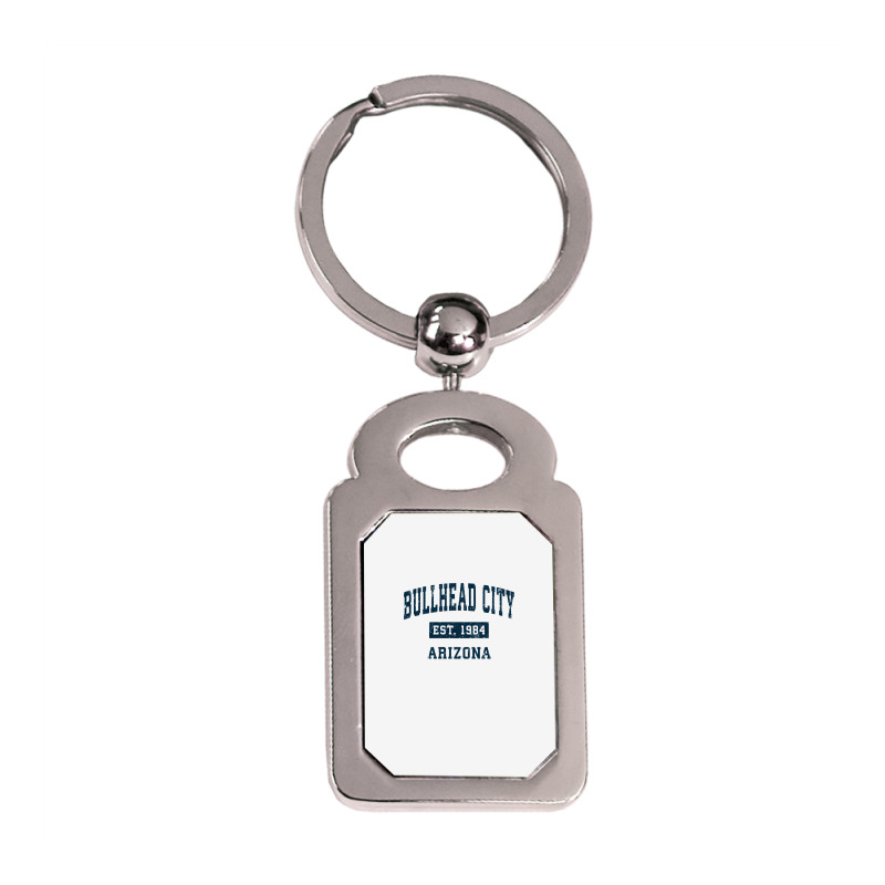 Bullhead City Arizona Az Vintage Sports Design Navy Print Pullover Hoo Silver Rectangle Keychain | Artistshot