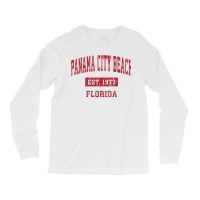 Mens Panama City Beach Florida Fl Vintage Sports Design Red Desig Prem Long Sleeve Shirts | Artistshot