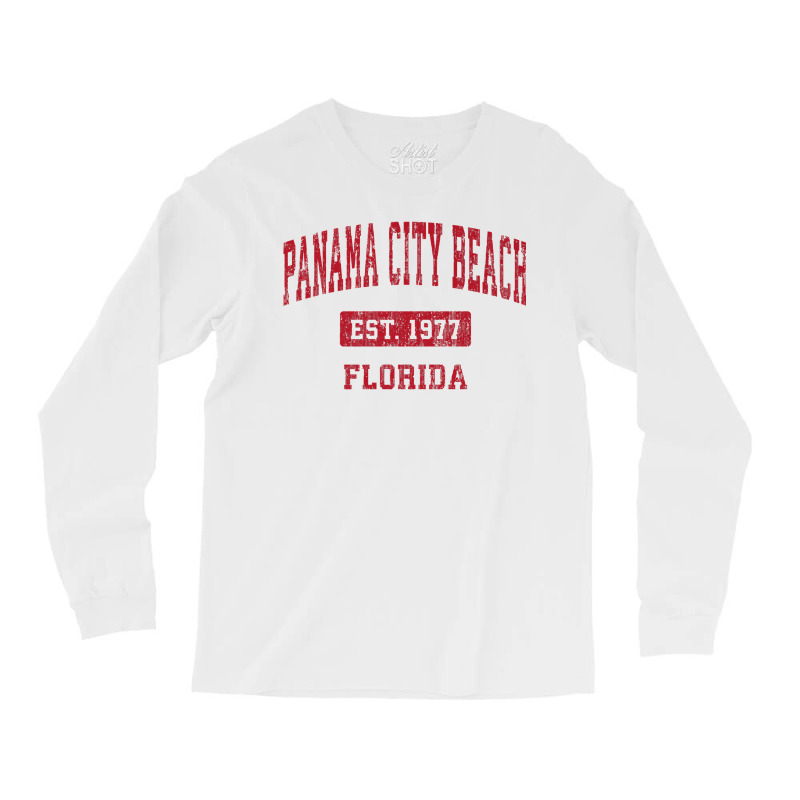 Mens Panama City Beach Florida Fl Vintage Sports Design Red Desig Prem Long Sleeve Shirts by PhoebeHaggett | Artistshot