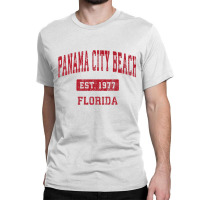 Mens Panama City Beach Florida Fl Vintage Sports Design Red Desig Prem Classic T-shirt | Artistshot