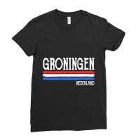 Vintage Groningen Dutch Flag Colors Netherlands Ladies Fitted T-shirt | Artistshot