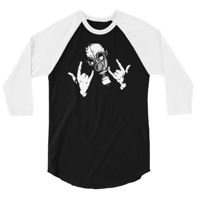 Devil Horns 3/4 Sleeve Shirt Designed By Mdk Art